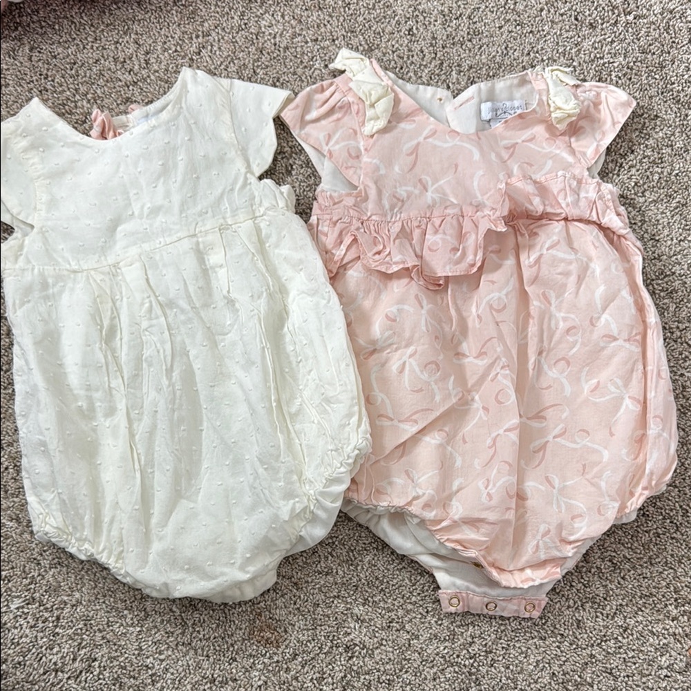 Baby Girl Romper Set - Cream and Pink